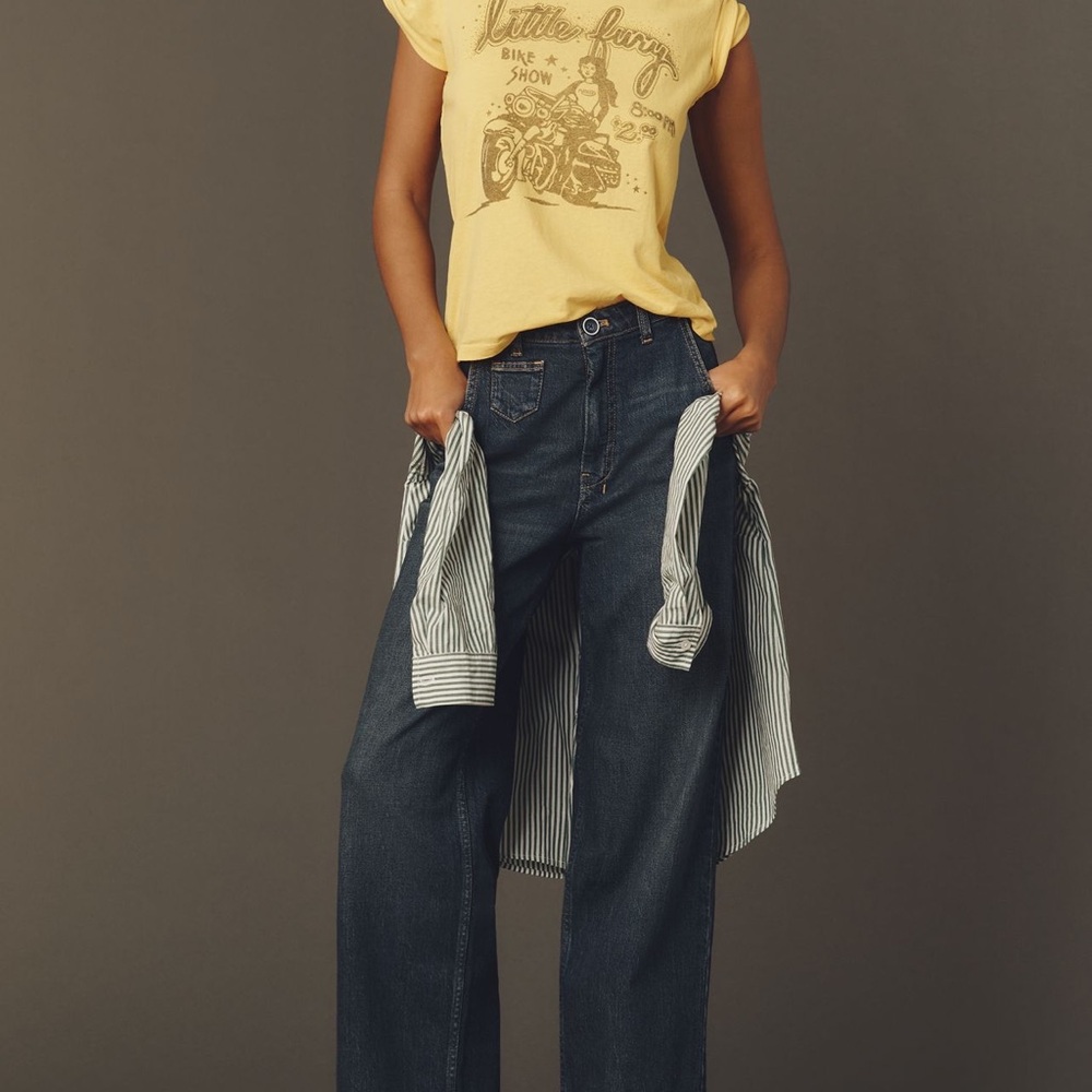 Pilcro Wide-Leg Jeans in Dark Blue